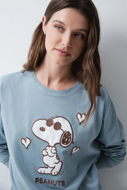 Women Secret Medium Blue Women Snoopy 3D Long Pyjamas SKU: 3134068_15 Image 01