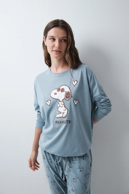 Women Secret Medium Blue Women Snoopy 3D Long Pyjamas SKU: 3134068_15 Image 03