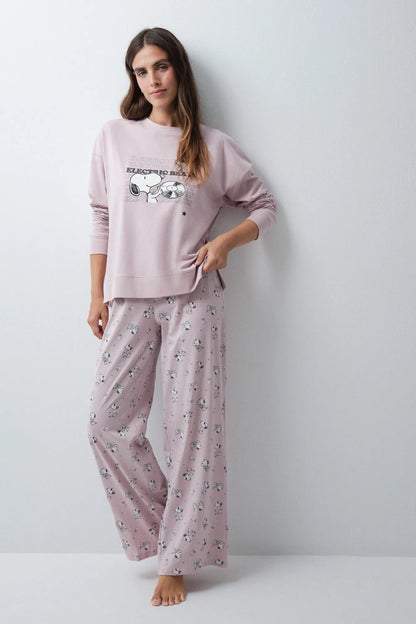 Women Secret Pink Women Pink Cotton Long Pyjamas Snoopy SKU: 3134073_70 Image 01