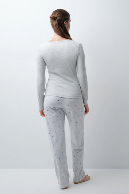 Women Secret Dark Grey Women Snoopy Flannel Cotton Long Pyjamas SKU: 3134075_44 Image 04