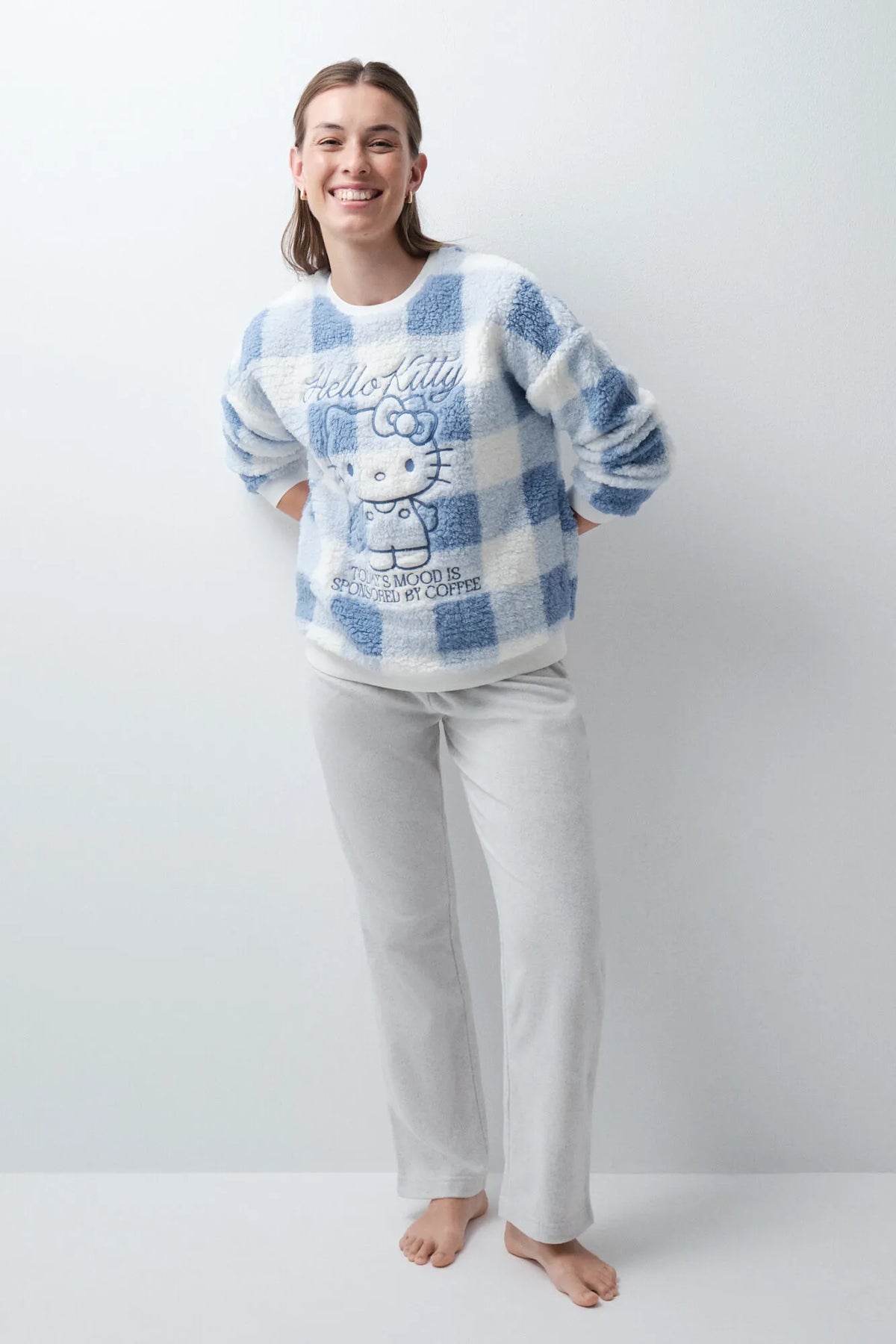 Women Secret Medium Blue Women Hello Kitty Faux Shearling Long Pyjamas SKU: 3134084_13 Image 02