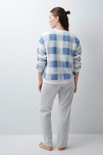 Women Secret Medium Blue Women Hello Kitty Faux Shearling Long Pyjamas SKU: 3134084_13 Image 03