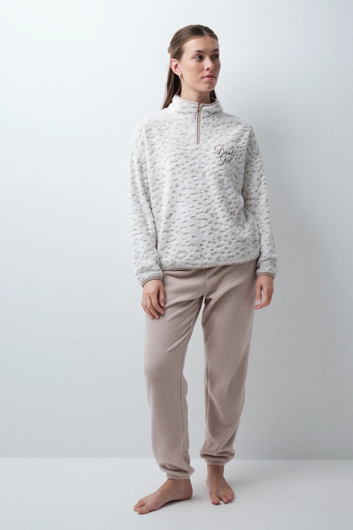 Women Secret Ivory Women Printed Fleece Long Pyjamas SKU: 3134085_96 Image 01