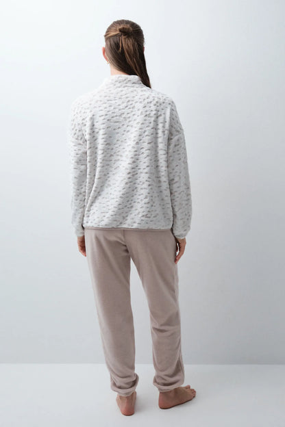 Women Secret Ivory Women Printed Fleece Long Pyjamas SKU: 3134085_96 Image 04