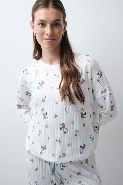 Women Secret Ivory Women White Long Pyjamas Snoopy SKU: 3134127_96 Image 02