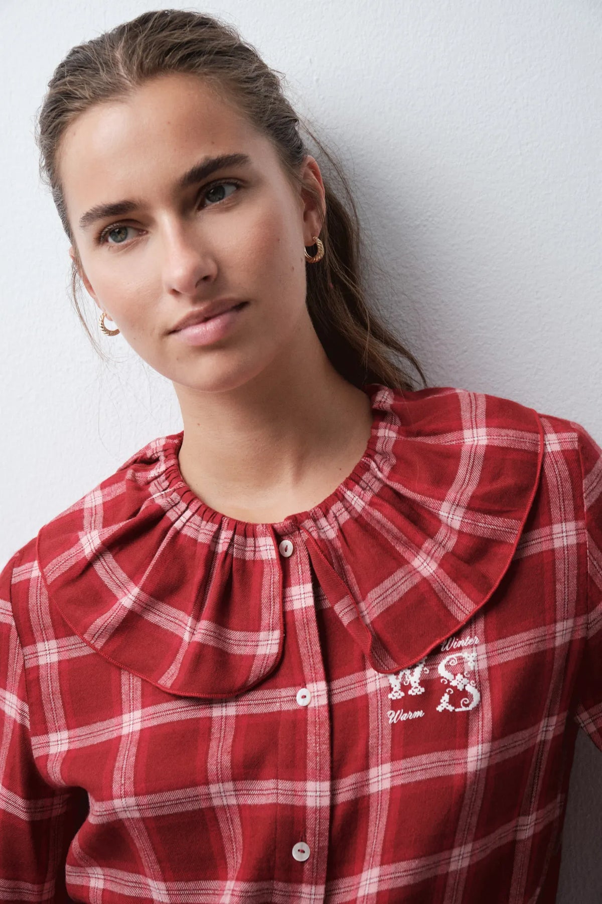 Women Secret Red Print Women Plaid Long Pyjamas with Bobo Collar SKU: 3134136_59 Image 03