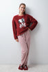 Women Secret Wine Women Snoopy Plaid Fleece Long Pyjamas SKU: 3134161_68 Image 02