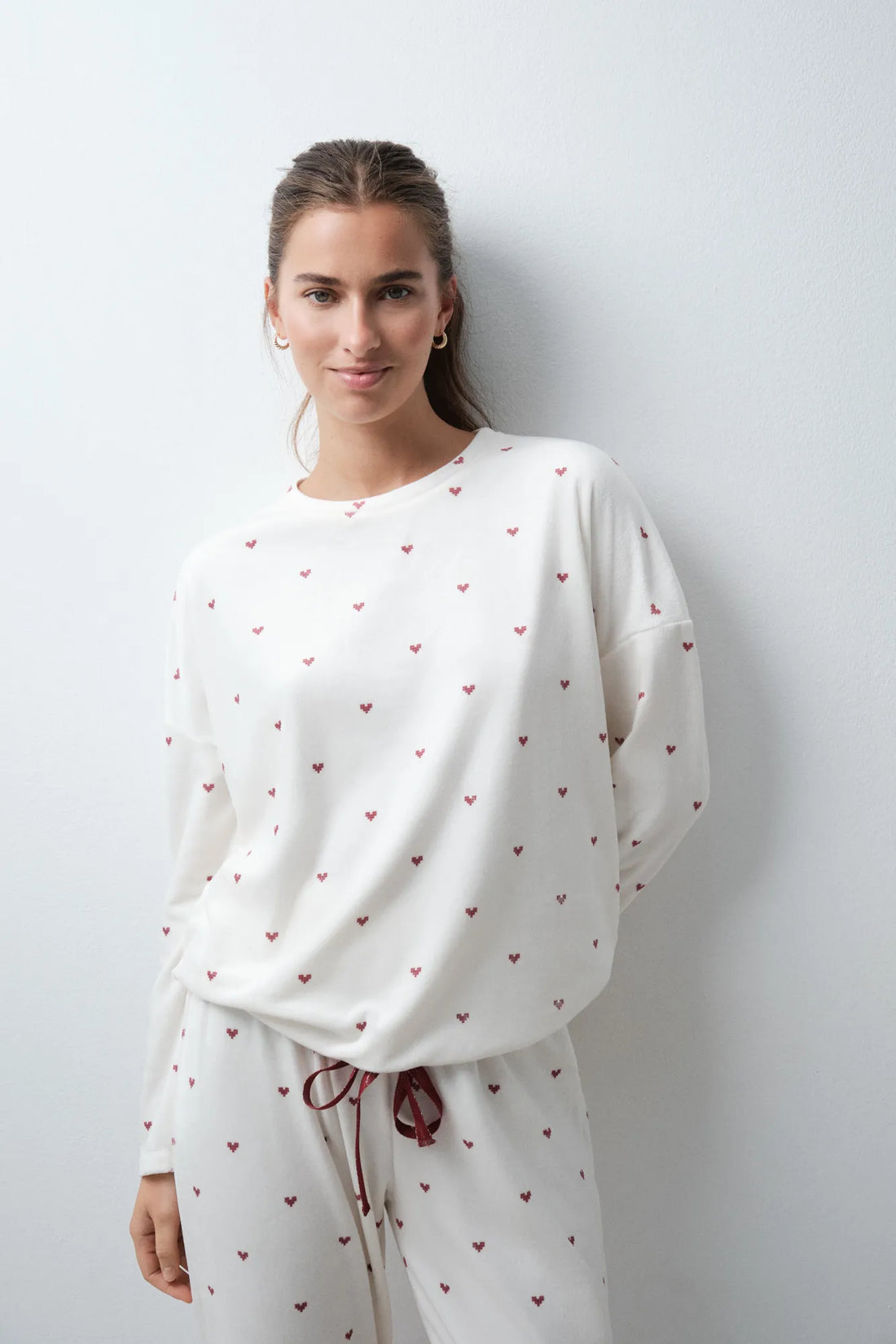 Women Secret White Print Women Heart Print Long Pyjamas SKU: 3134162_97 Image 01