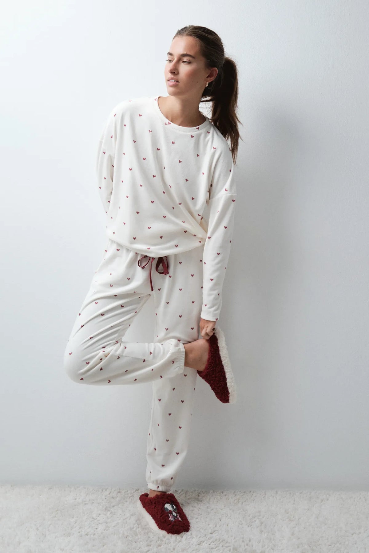 Women Secret White Print Women Heart Print Long Pyjamas SKU: 3134162_97 Image 02