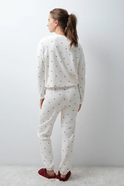 Women Secret White Print Women Heart Print Long Pyjamas SKU: 3134162_97 Image 04