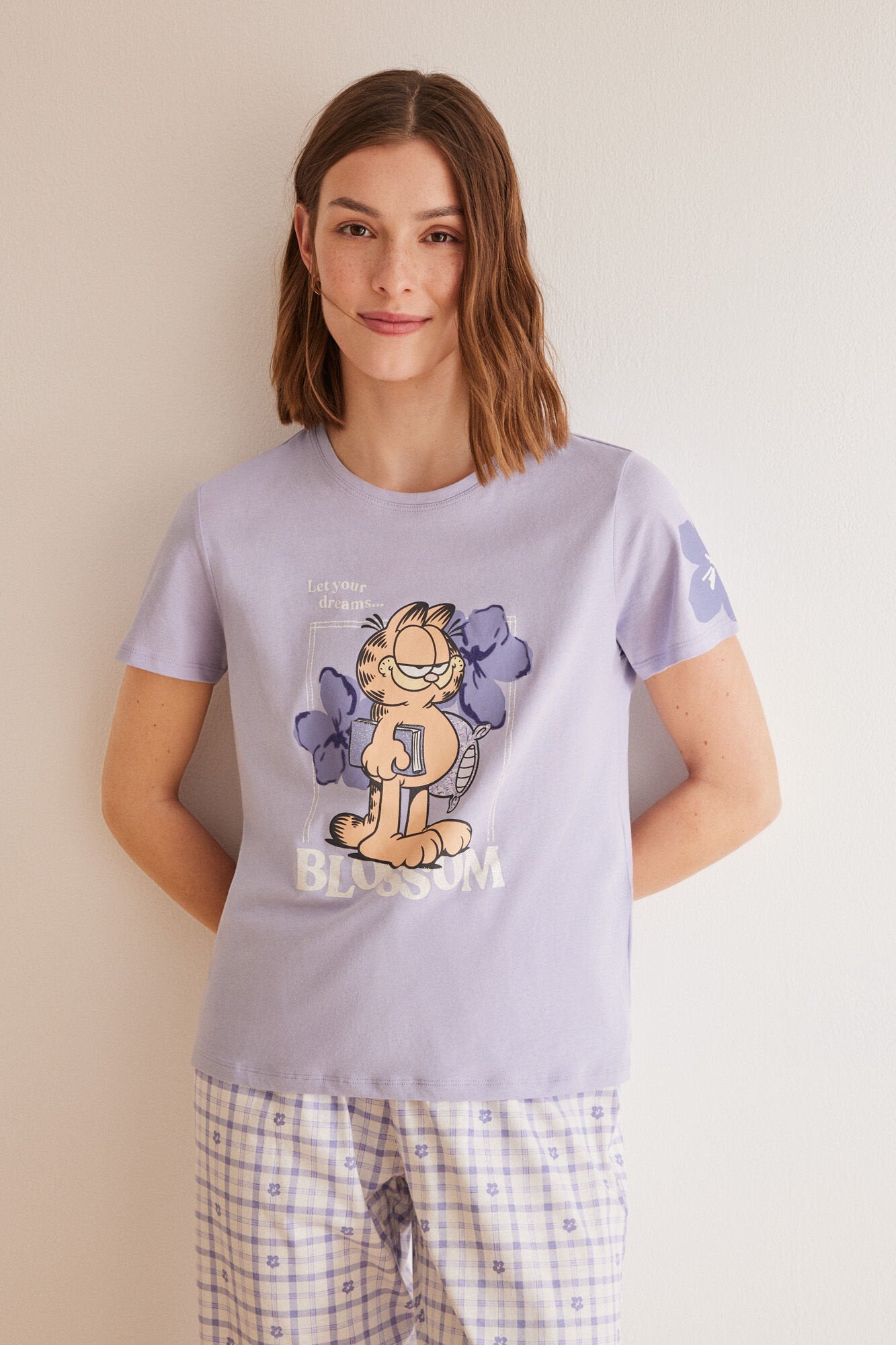 Purple/Lilac Short Sleeves Capri Pant Pyjama_3137626_75_01