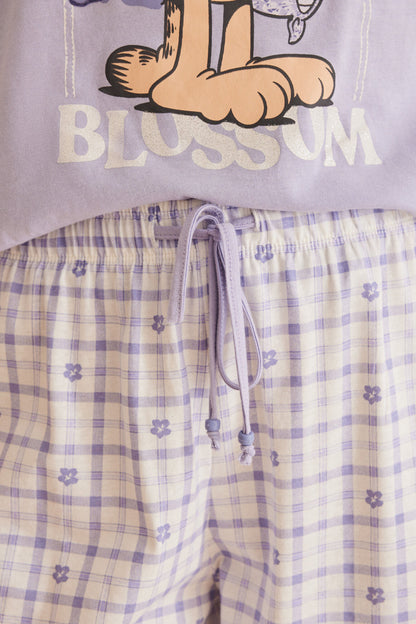 Purple/Lilac Short Sleeves Capri Pant Pyjama_3137626_75_03