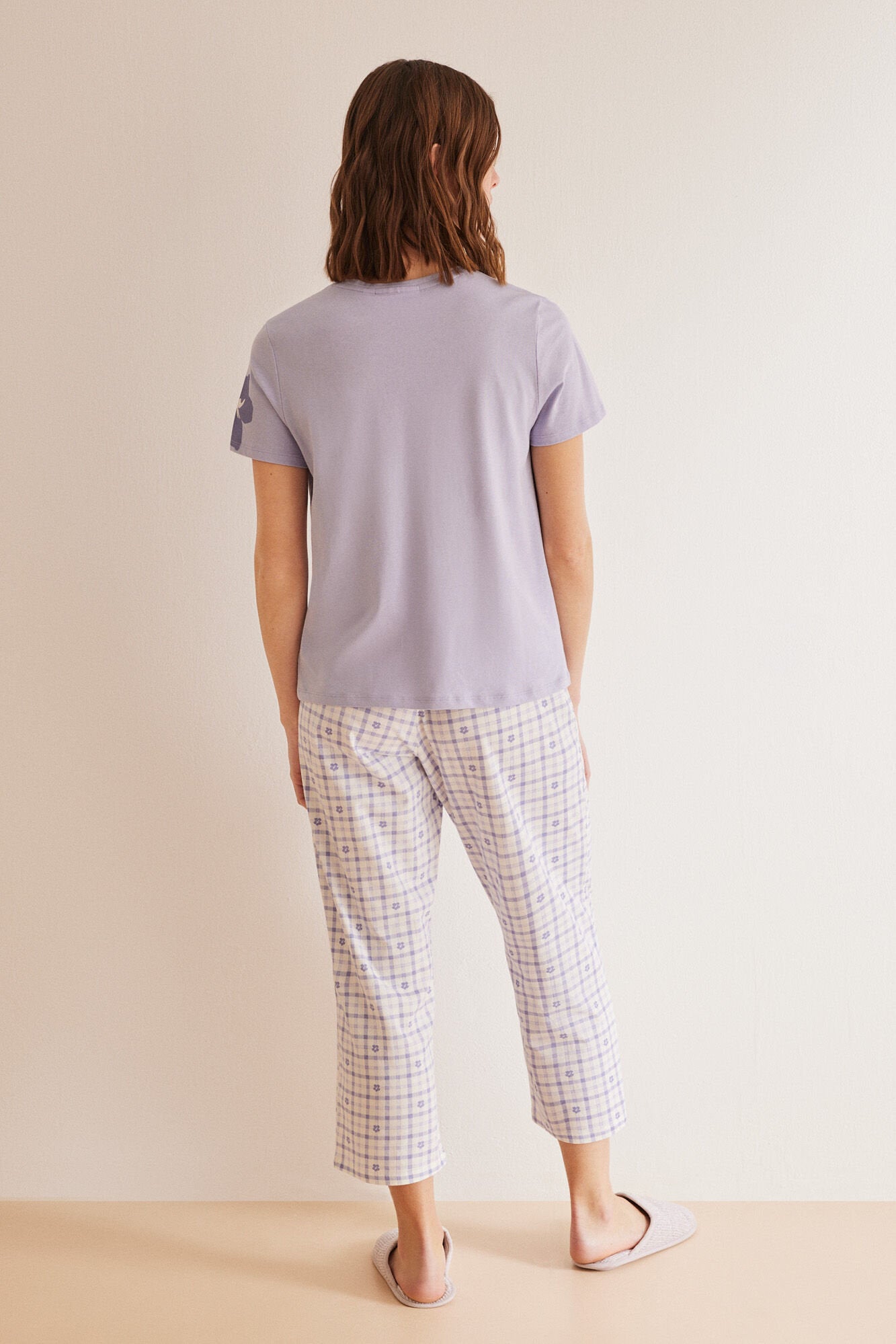 Purple/Lilac Short Sleeves Capri Pant Pyjama_3137626_75_06