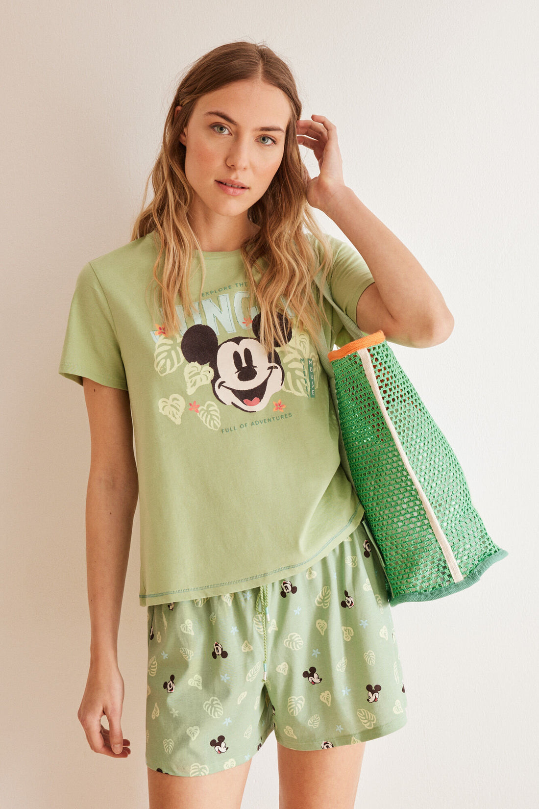 Green Short Sleeves Short Pant Pyjama_3137655_23_01