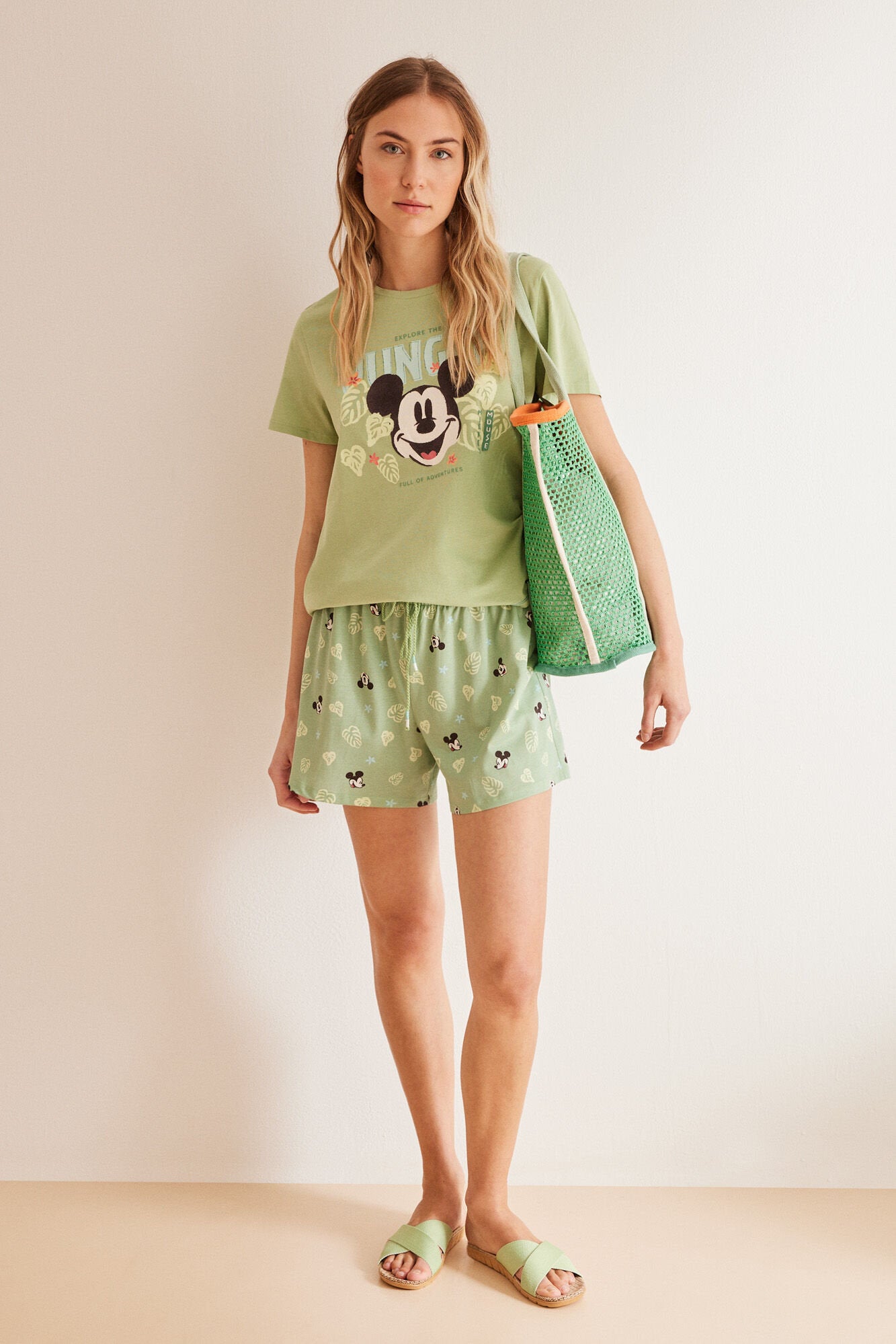 Green Short Sleeves Short Pant Pyjama_3137655_23_06