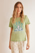 Green Short Sleeves Capri Pant Pyjama_3137658_23_01