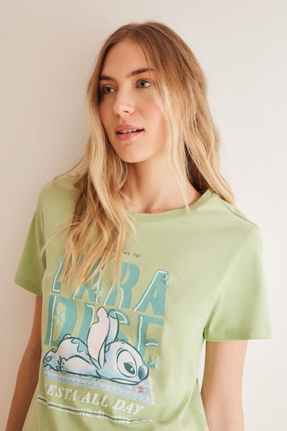 Green Short Sleeves Capri Pant Pyjama_3137658_23_05