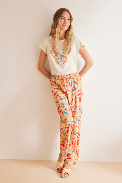 Ivory Short Sleeves Long Pant Pyjama_3137659_96_02