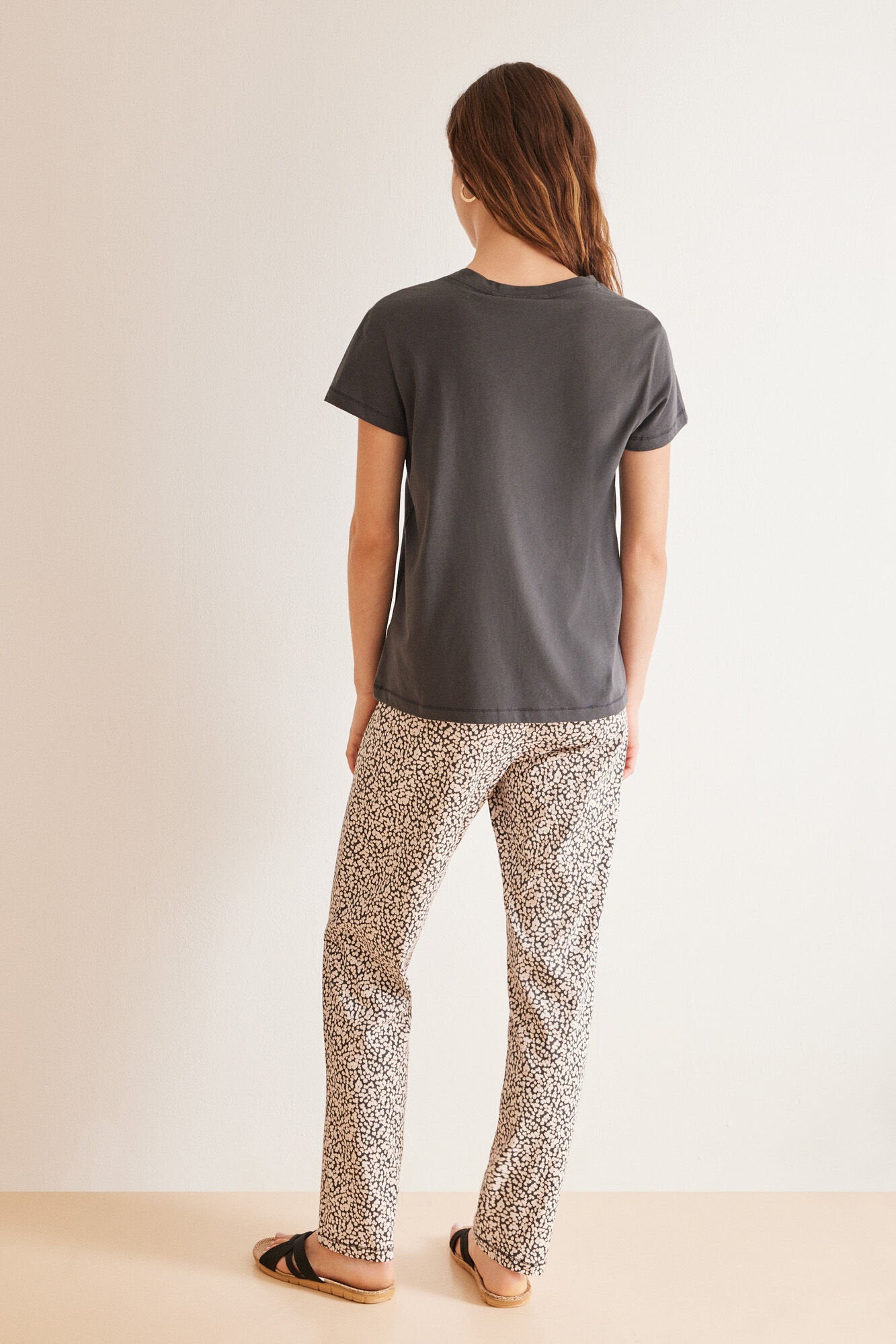 100% Stitch Gray Cotton Long Pajamas_05