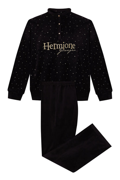 Long Black Velvet Hermione Pajama_05