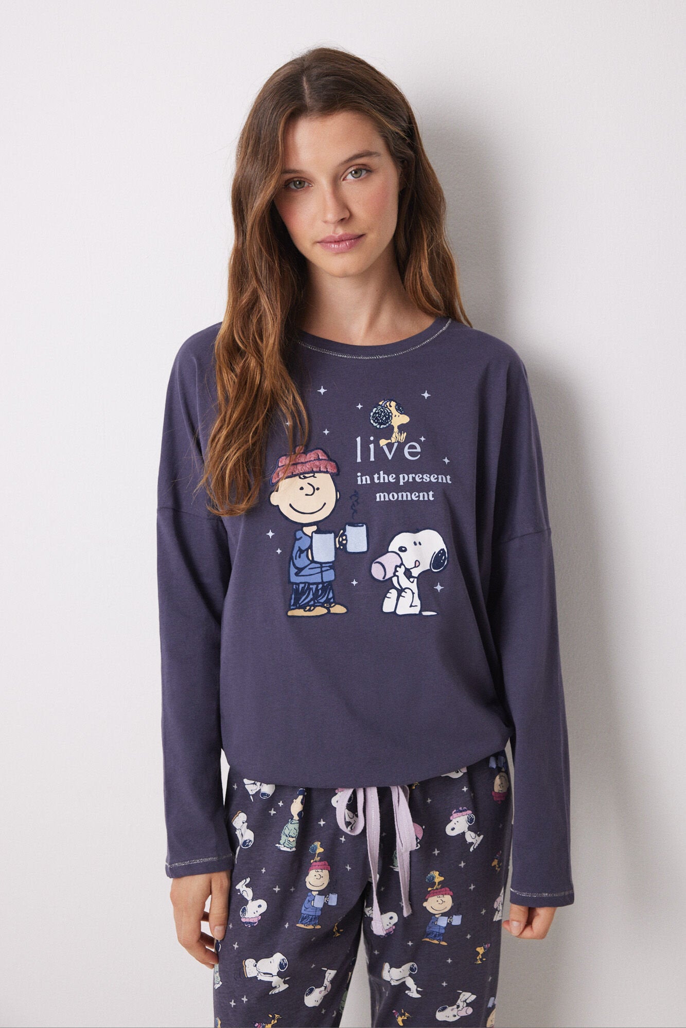 Long Pajamas 100% Purple Cotton Snoopy_3138556_12_03