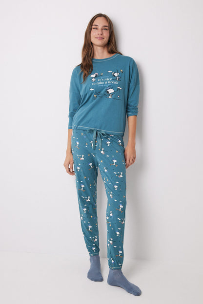 100% Snoopy Cotton Long Pajamas_01