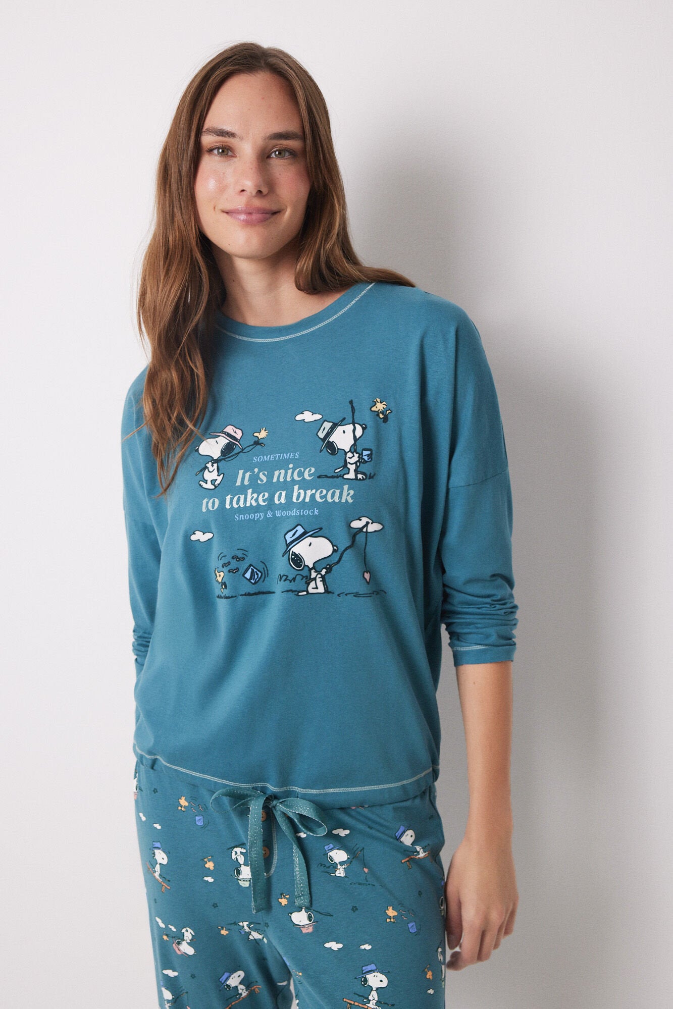 100% Snoopy Cotton Long Pajamas_03