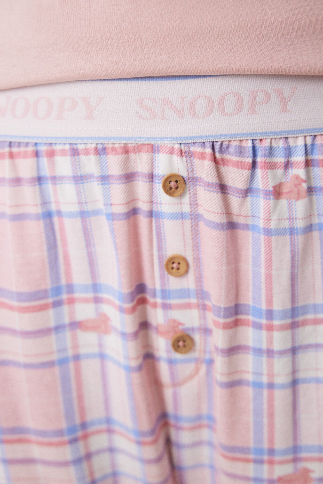 Long Pajamas 100% Snoopy Pink Cotton_05