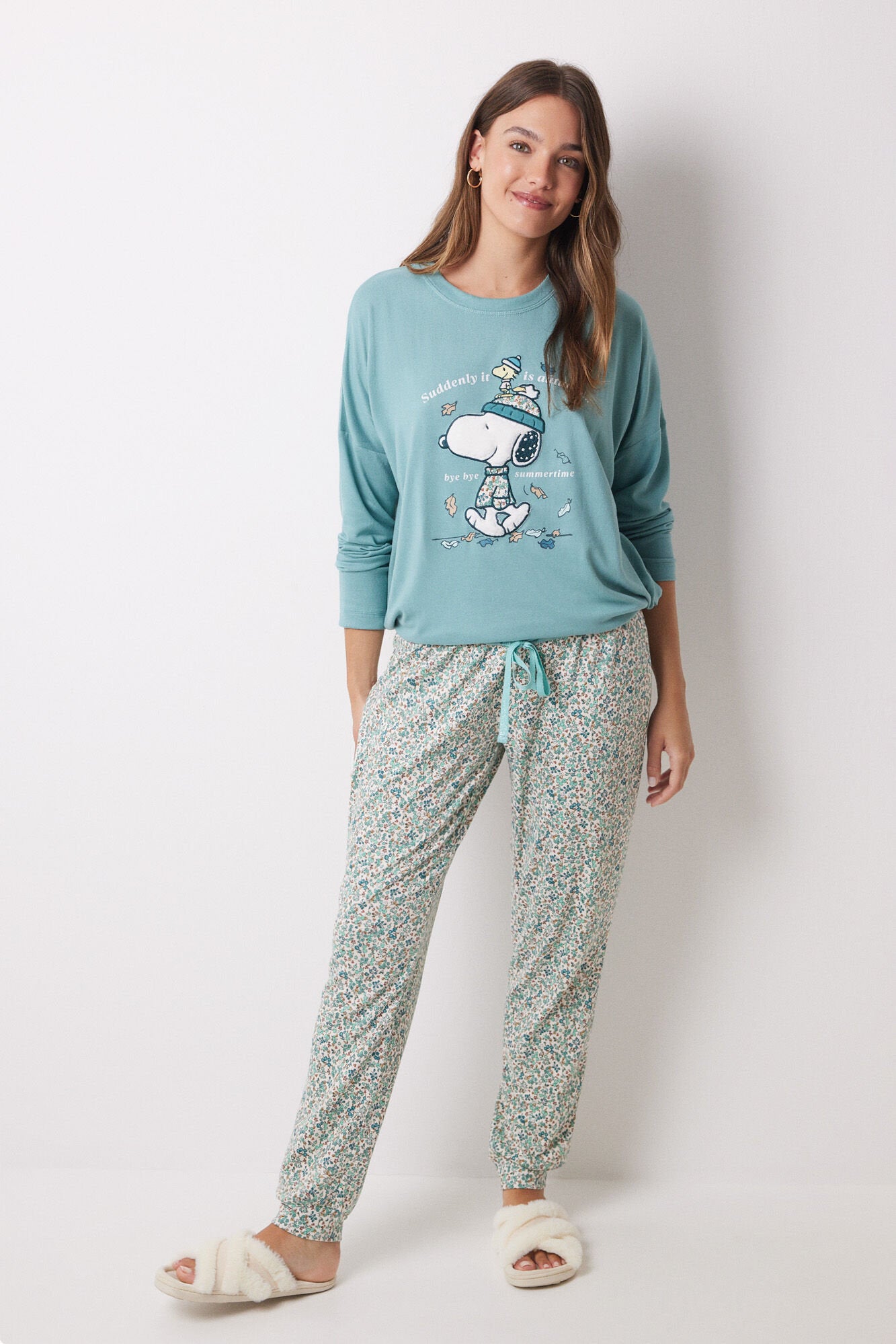 Long Pajamas Soft Touch Green Snoopy_3138571_23_02