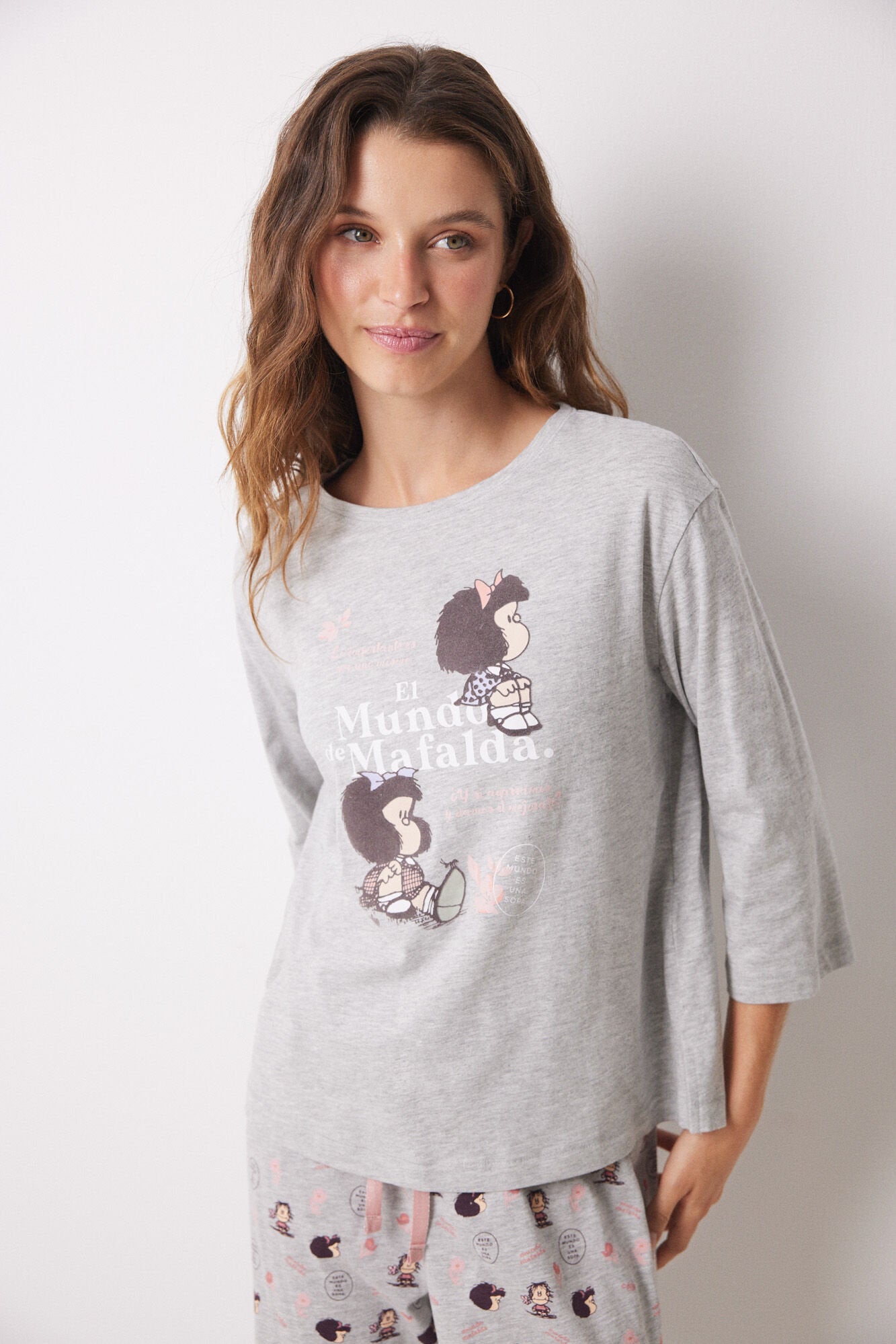 Long Pajamas 100% Cotton Gray Mafalda_03