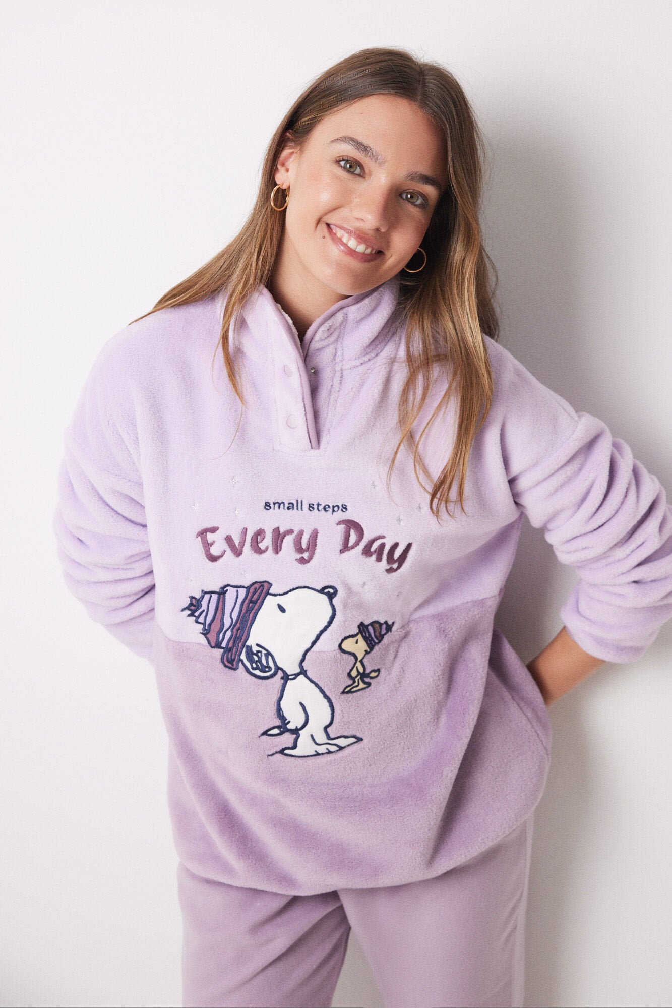 Snoopy Long Fleece Pajamas_03