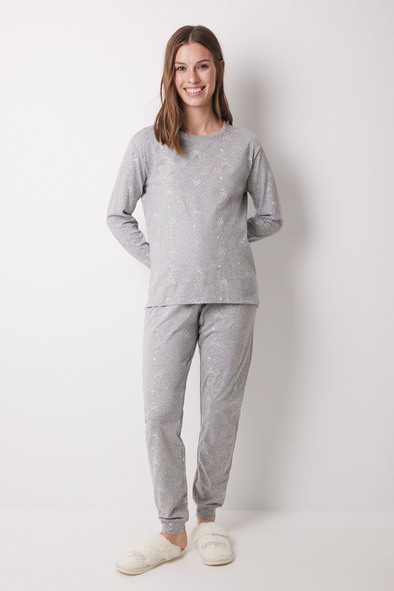 Long Pajamas 100% Gray Cotton Harry Potter_01