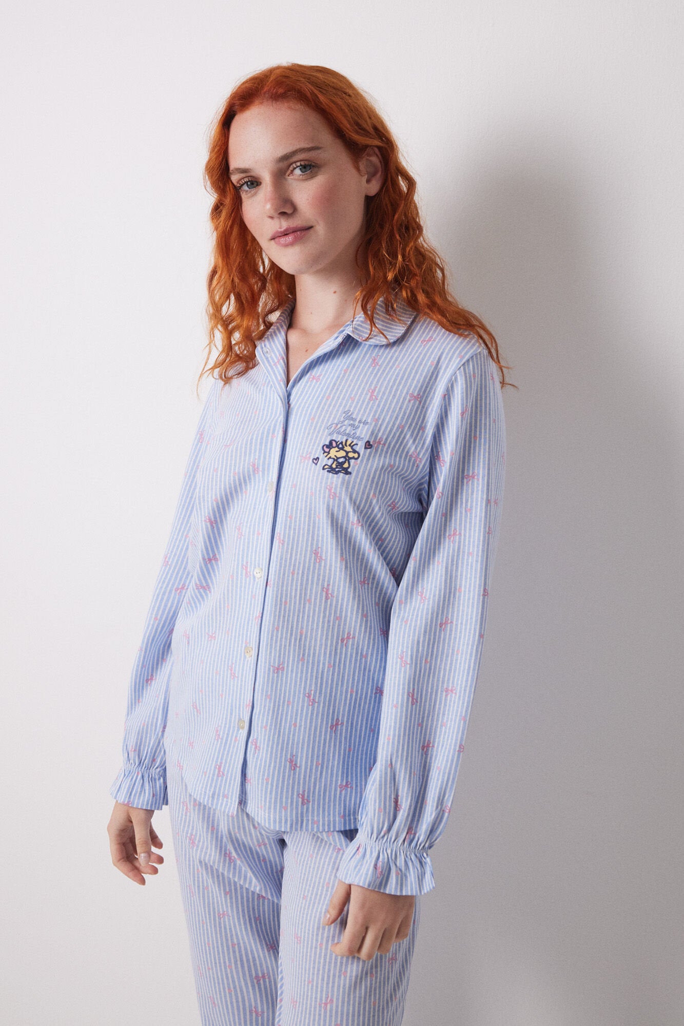 Women Secret_Long Shirt Pajamas 100% Cotton Blue Striped_3139837_19_01