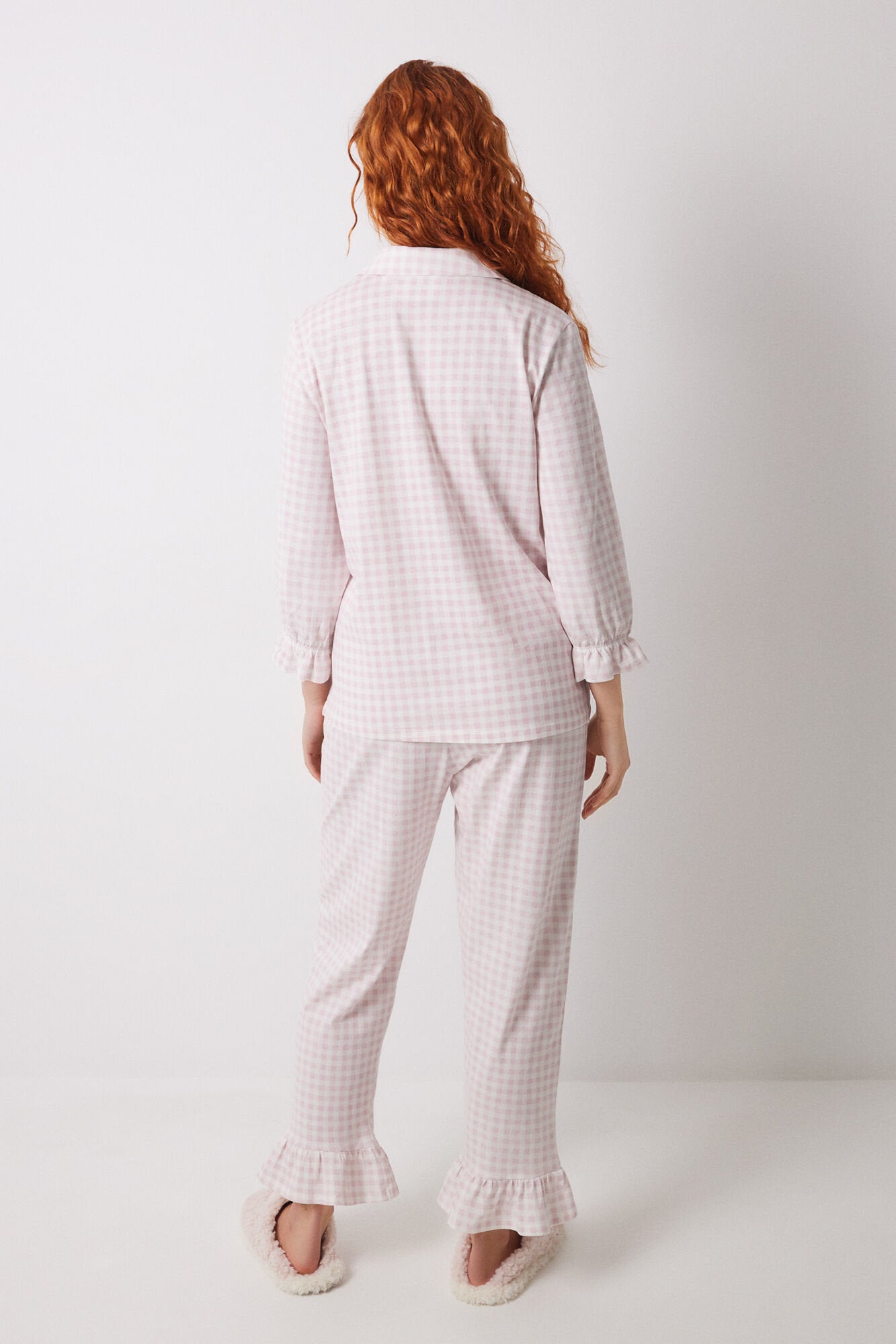 Women Secret_Long Shirt Pajamas 100% Cotton Pink Checkered_3139838_73_05