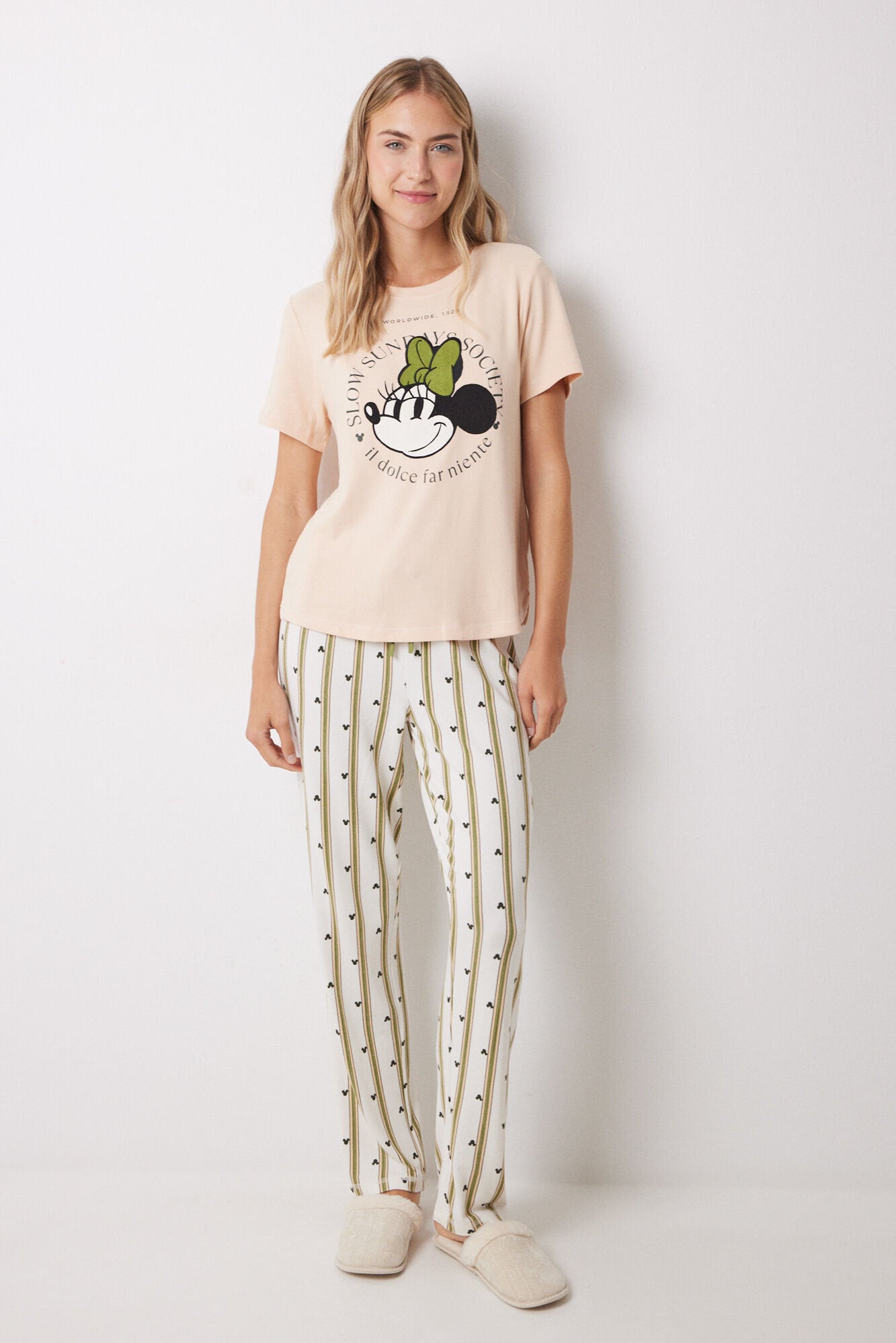Women Secret_Minnie Long Pajamas with Short Sleeve_3139840_70_01