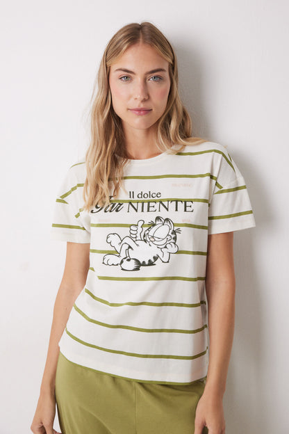 Women Secret_Garfield Cotton Long Pajamas Short Sleeve_3139846_96_01