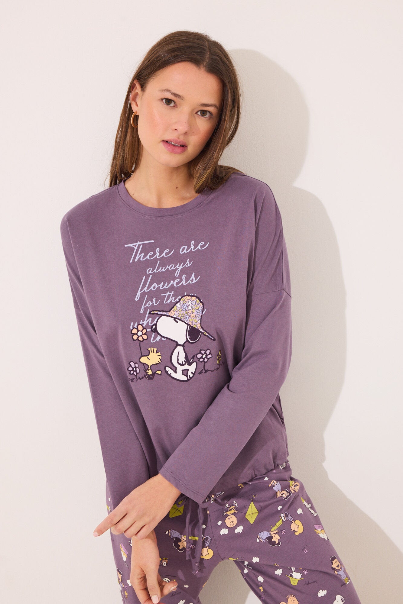 Women Secret_Long Pyjamas 100% Cotton Print Snoopy_3139858_76_01