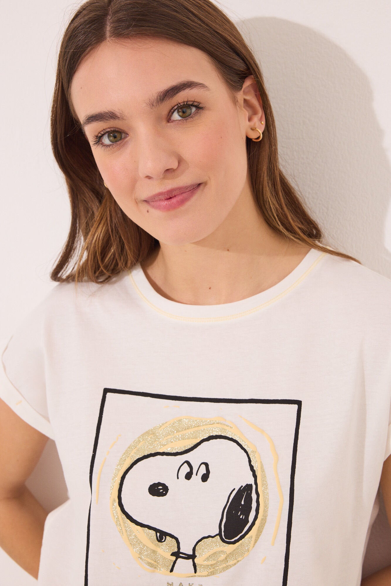 Women Secret_Snoopy Cotton Short Pyjamas with Checkered Pattern_3139874_96_03