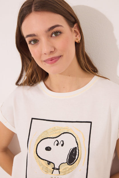 Women Secret_Snoopy Cotton Short Pyjamas with Checkered Pattern_3139874_96_03