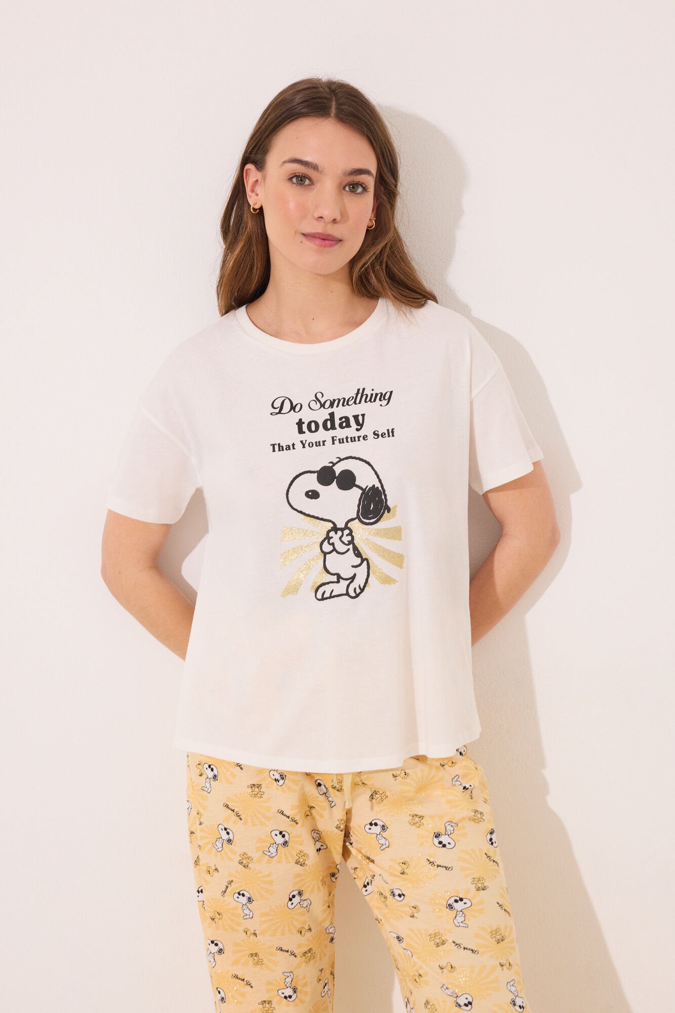 Women Secret_Long Pyjamas Snoopy Short Sleeve_3139880_96_03