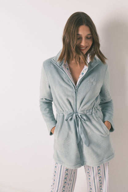 Women Secret_Green_Green Floral Fleece Midi Robe_3142294_28_01