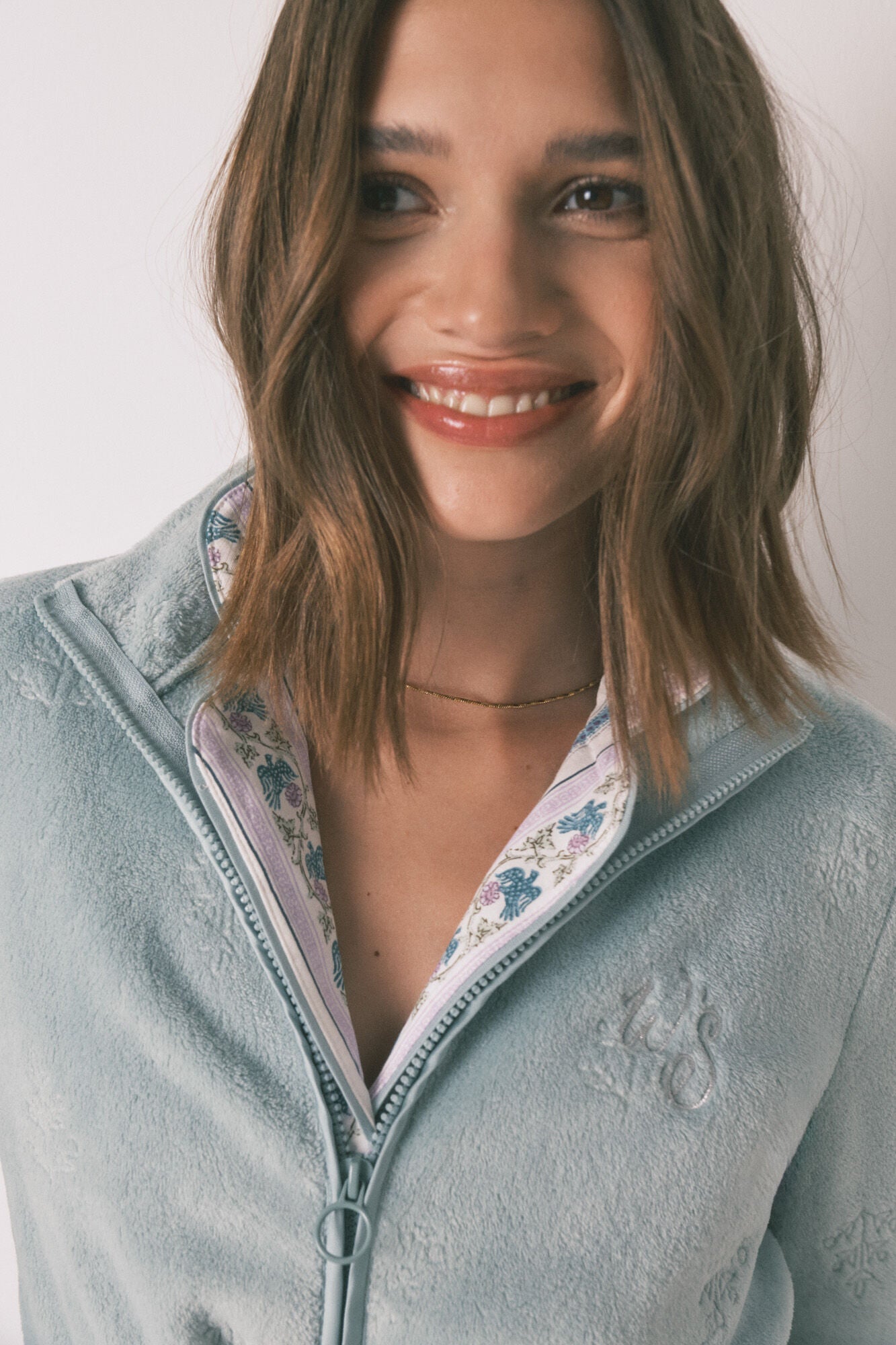 Women Secret_Green_Green Floral Fleece Midi Robe_3142294_28_03