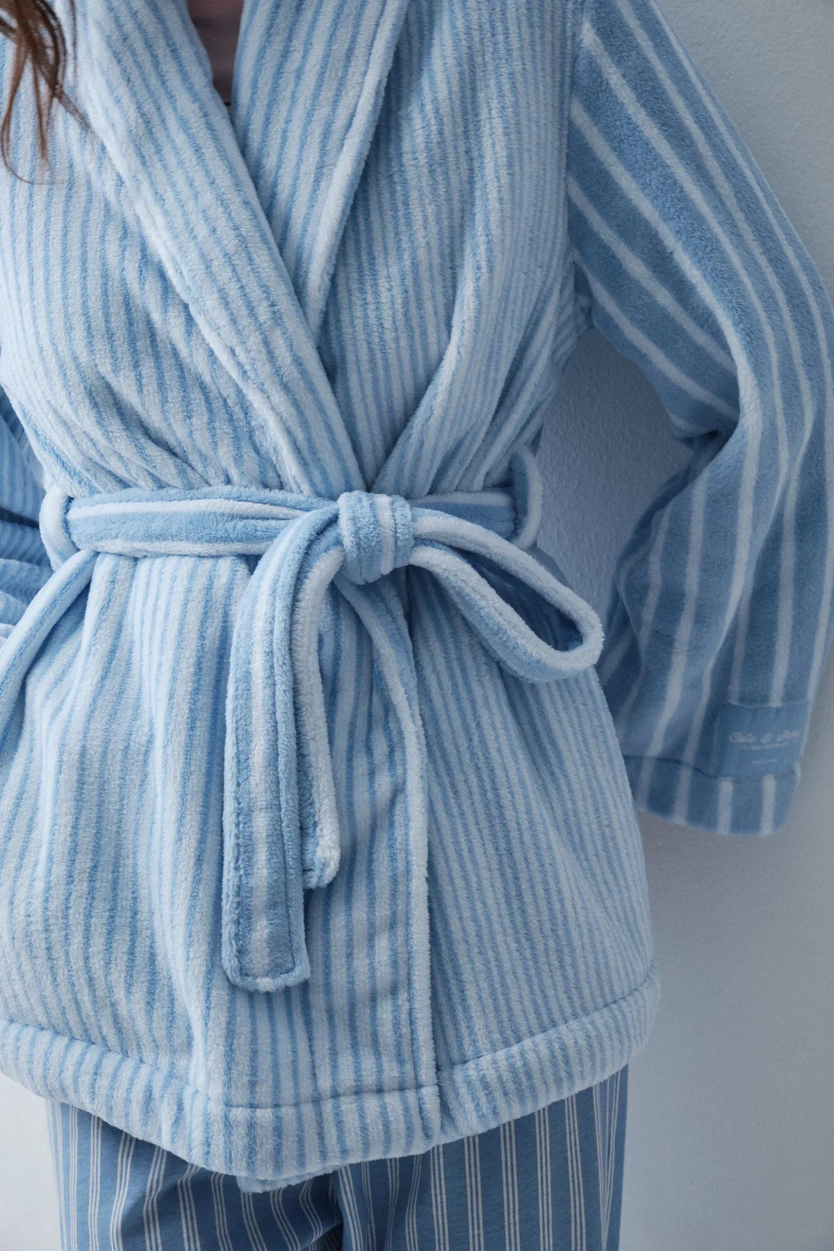 Women Secret Blue Print Women Blue Striped Short Robe SKU: 3144621_19 Image 03