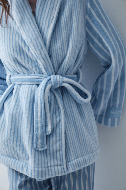 Women Secret Blue Print Women Blue Striped Short Robe SKU: 3144621_19 Image 03
