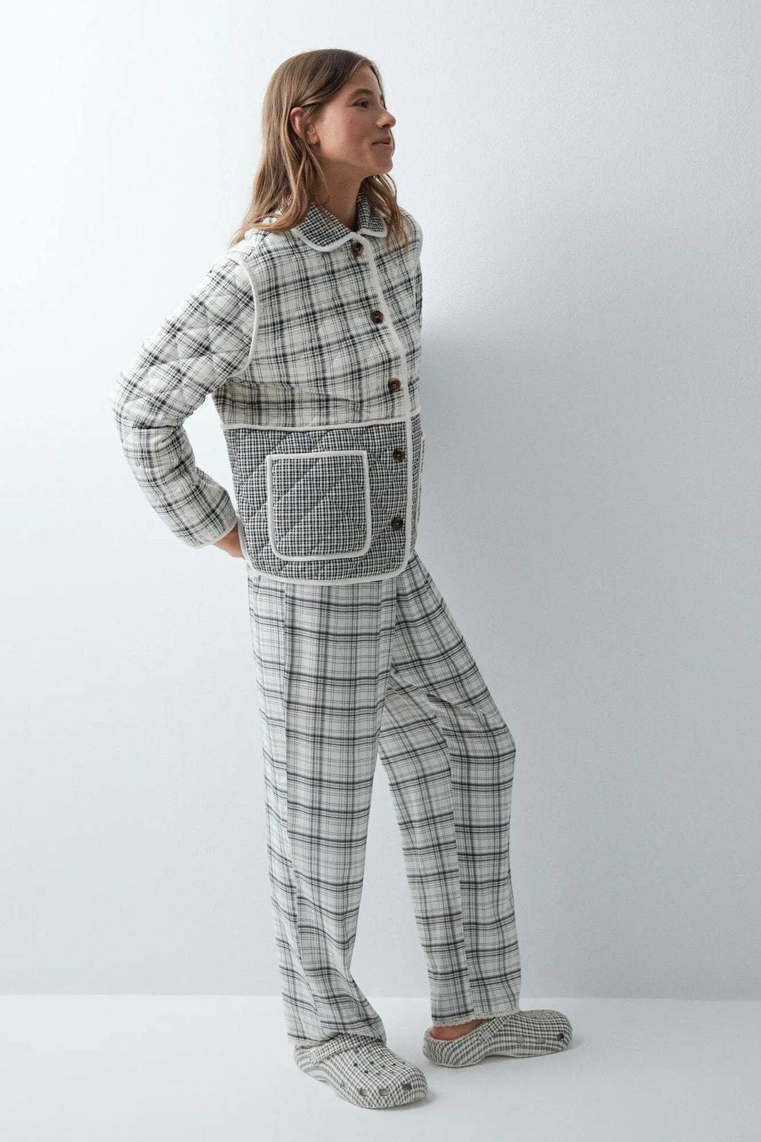 Women Secret Grey Print Women Grey Plaid Short Robe SKU: 3144622_49 Image 02