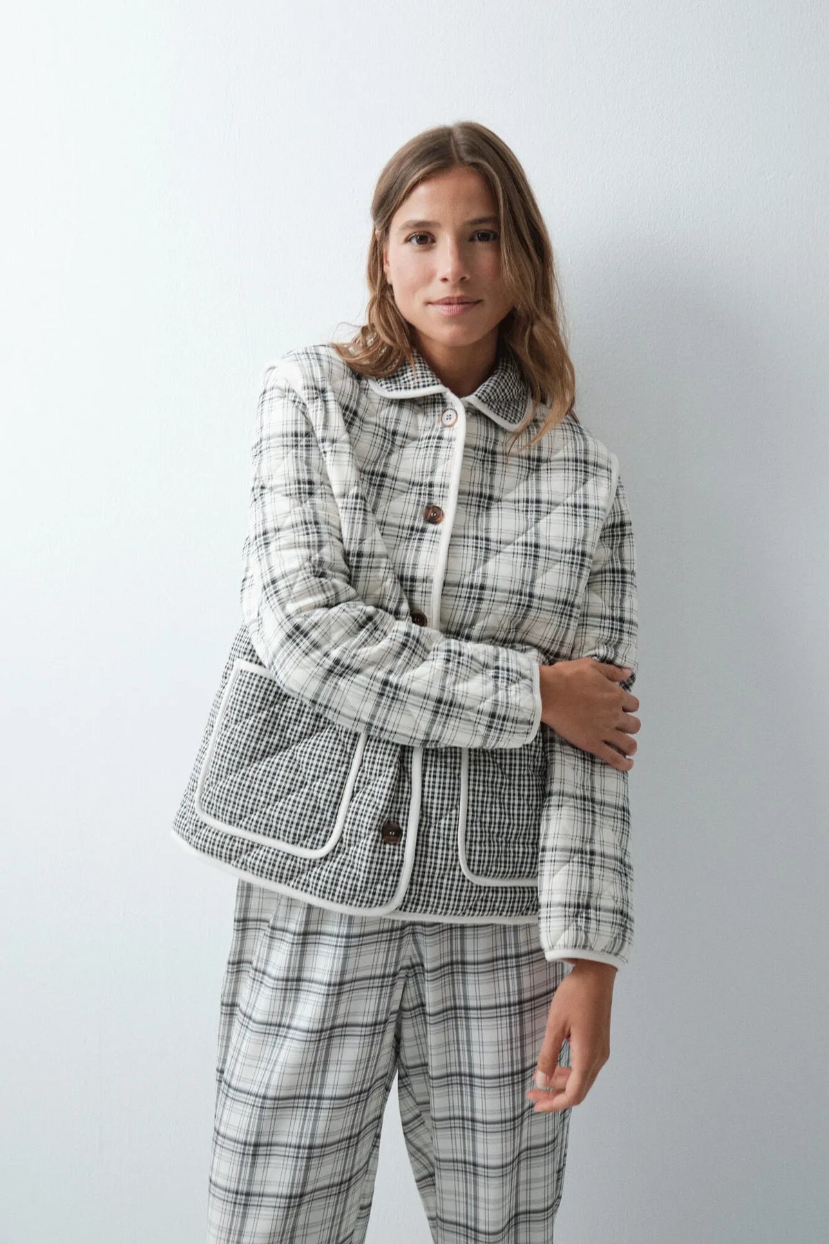 Women Secret Grey Print Women Grey Plaid Short Robe SKU: 3144622_49 Image 03