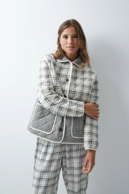 Women Secret Grey Print Women Grey Plaid Short Robe SKU: 3144622_49 Image 03