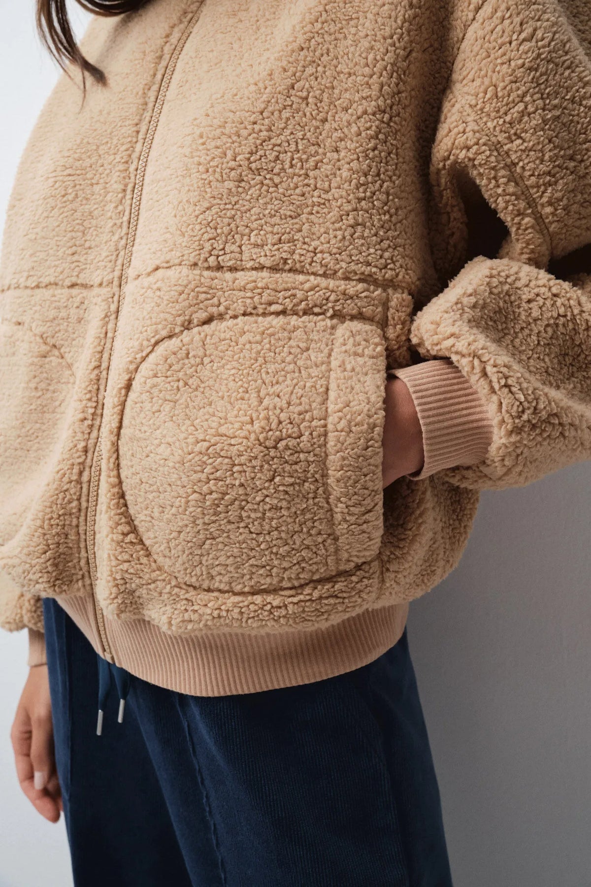 Women Secret Beige/Camel Women Camel Faux Shearling Jacket SKU: 3144624_55 Image 02
