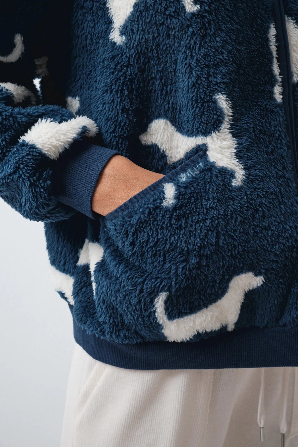 Women Secret Blue Print Women Blue Fluffy Dog Jacket SKU: 3144625_19 Image 05