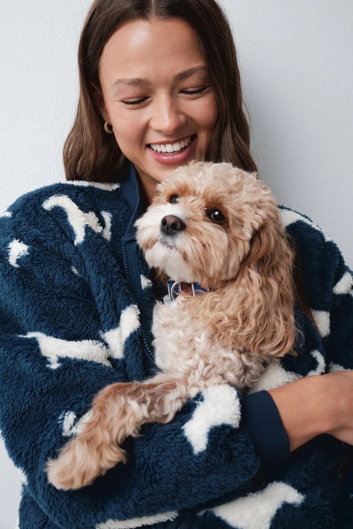 Women Secret Blue Print Women Blue Fluffy Dog Jacket SKU: 3144625_19 Image 06